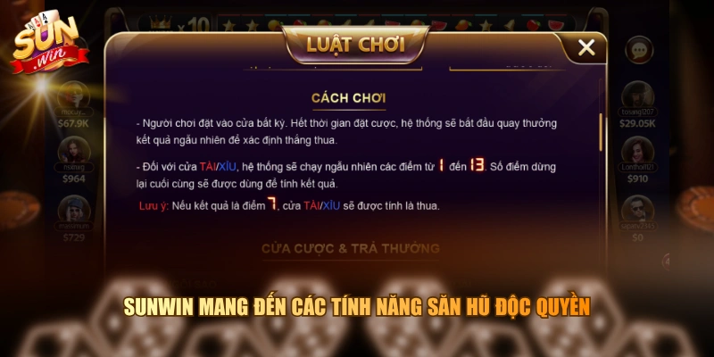SUNWIN mang đến các tính năng săn hũ độc quyền
